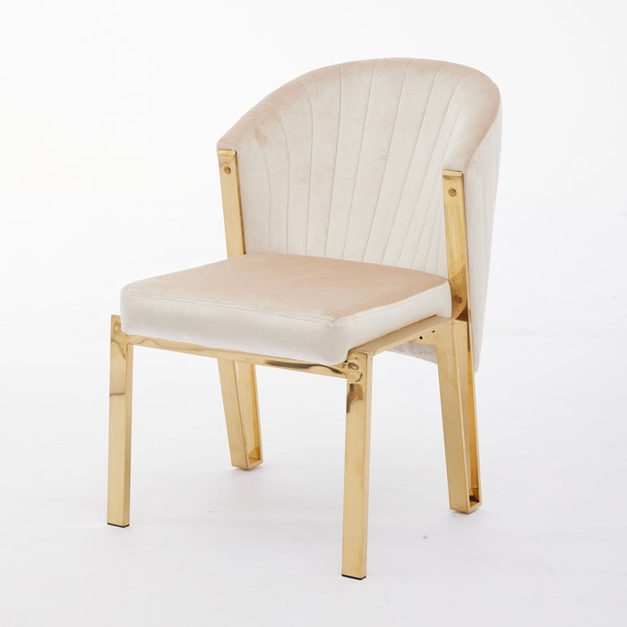 Fabio Shimmer Fabric Metal Plating Dining Chairs - Available In 3 Colours - Set Of 2