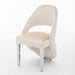 Santorini Sintered Stone Dining Table with Chrome Legs & Cream Shimmer Fabric Chairs