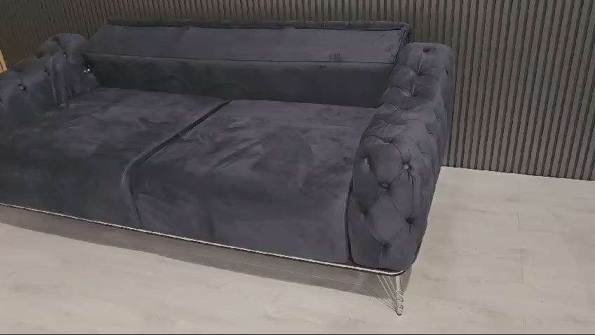 Monalisa 3+2 Plush Velvet Sofa Steel & Chrome