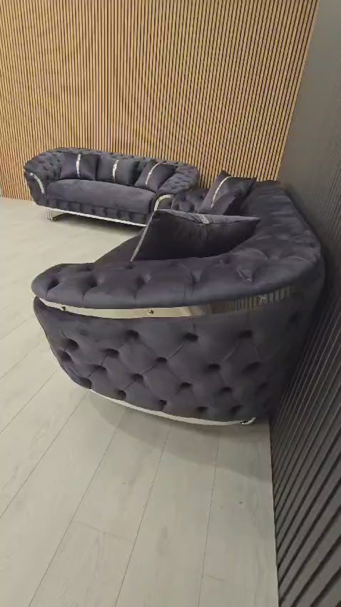 Bvlgari Special 3+2 Sofa Anthracite Grey & Chrome