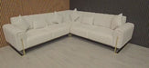 Genova Corner Sofa 270cm x 270cm White Boucle Fabric & Gold