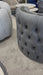 Casino Sofa Chair Grey Velvet & Chrome Detailing
