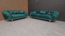 Ambassador Special 3 Seater Sofa In Emerald Green & Gold