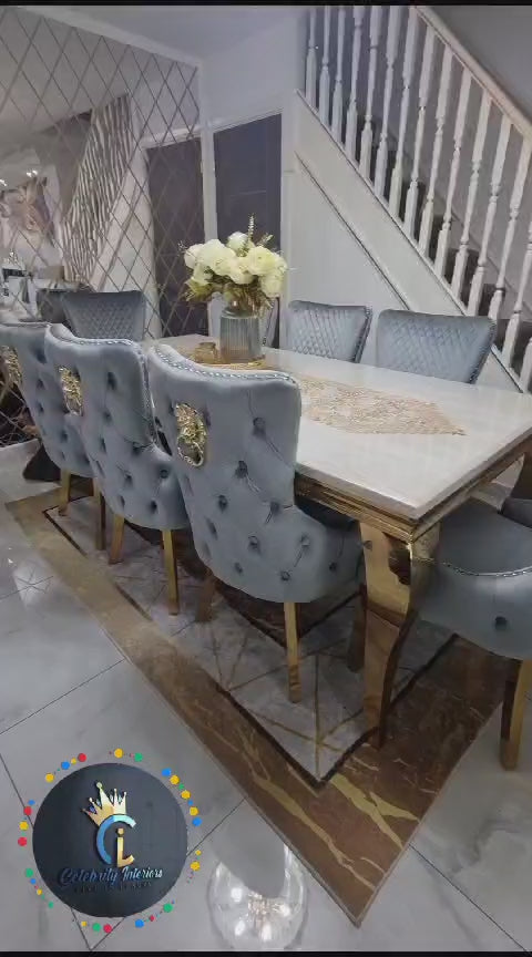 Sofia Dining Table + Victoria Lion Knocker Chairs