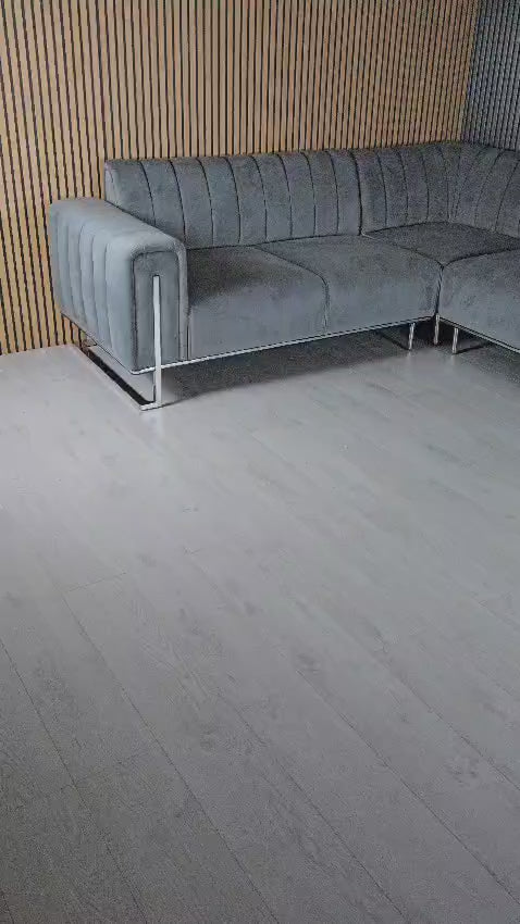 Genova Sofa Range 245cm x 245cm Corner Grey & Chrome