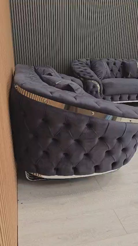 Bvlgari Special 3+2 Sofa Anthracite Grey & Chrome