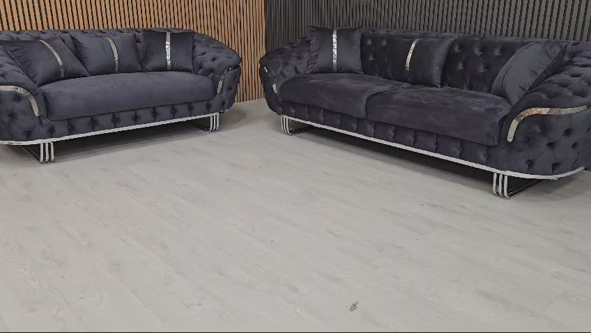 Bvlgari Special 3+2 Sofa Anthracite Grey & Chrome