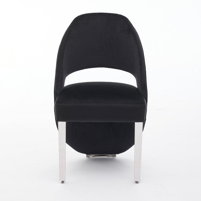 Santorini Sintered Stone Dining Table with Chrome Legs & Black Shimmer Fabric Chairs