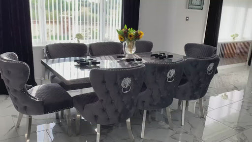 Valentino bar stool- plush velvet - lion knocker