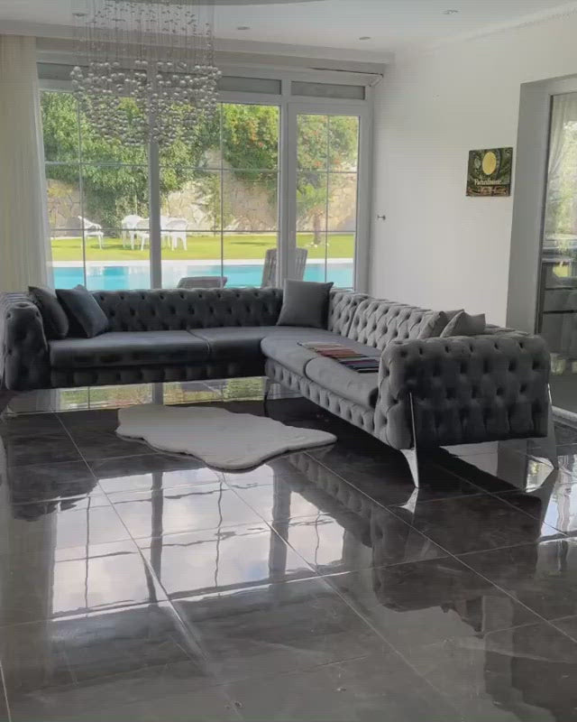 Hermes corner sofa plush velvet