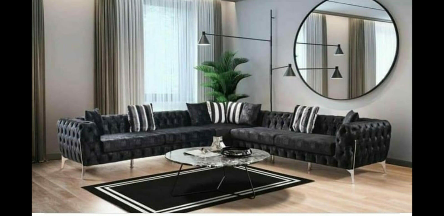 Hermes corner sofa plush velvet