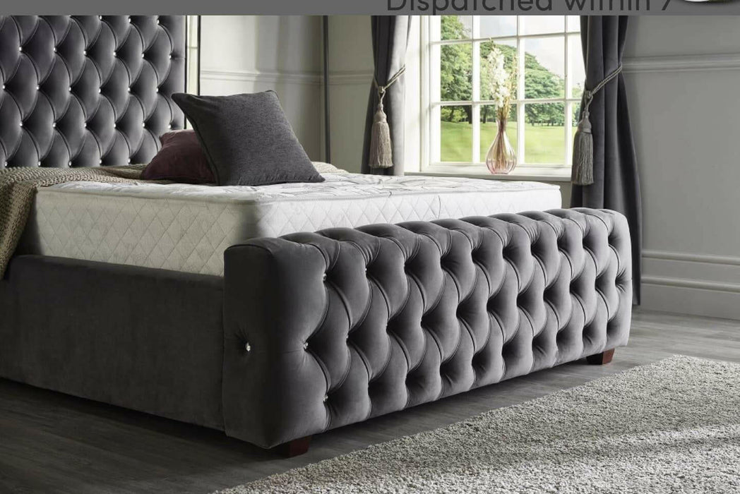 Ambassador Mirrored Bed In Plush Velvet