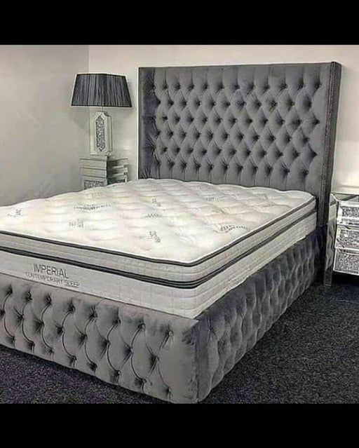 Luxe curved wingback shop plush velvet bed