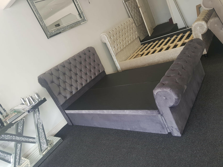 Santiago Divan Ottoman Bed In Plush Velvet
