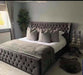 Oxford wing back divan ottoman gas lift bed plush velvet