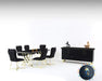 Luna Dining Table Set In Black With Chrome Legs + 6 Dining Chairs