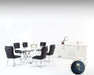 Luna Dining Table Set In Black With Chrome Legs + 6 Dining Chairs