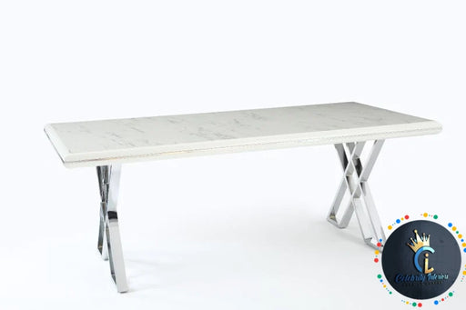 Luna Dining Table Set In Black With Chrome Legs + 4 Dining Chairs
