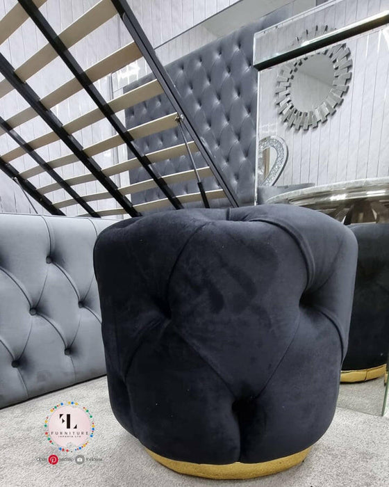 Khalifah Round Luxury Velvet Stools - Available In Many Colours