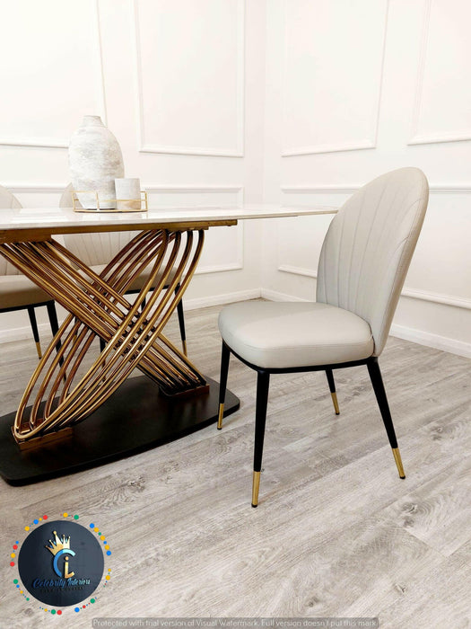 Orion Gold 1.8 Polar White Sintered Stone Top + Sienna Dining Chairs