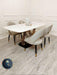 Orion Gold 1.8 Polar White Sintered Stone Top + Astra Leather Dining Chair