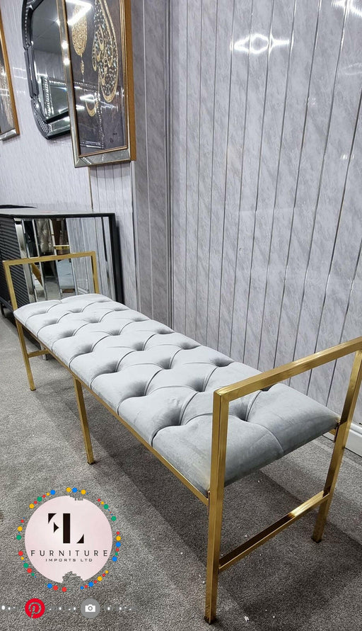 Sahara Metal Plating Plush Soft Velvet Bench