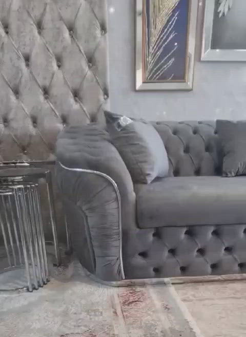 Chrometrimsofa goldtrimsofa velvetsofa dubaisofacollection plushvelvetsofas luxurysofa uniquesofas furniture sofas sofa cornersofa 3+2sofa homedecor design interiordesign livingroom home furnituredesigns love bespoke bespokesofas