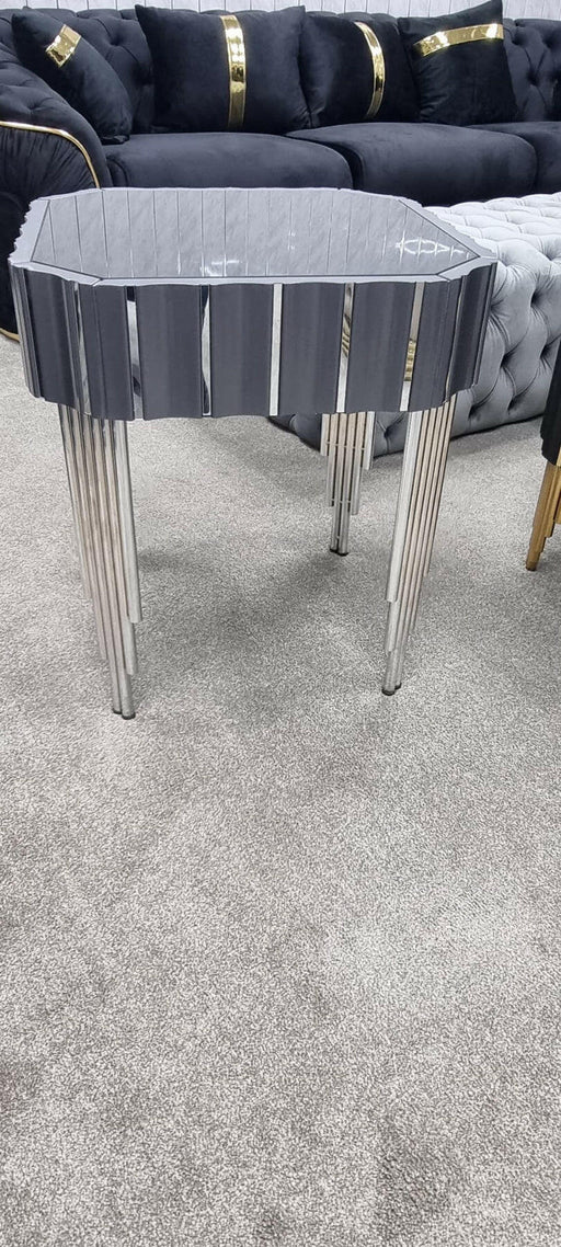 Lotus Side Table Grey And Chrome