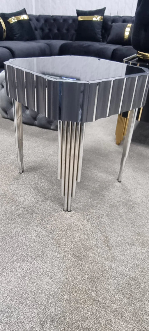 Lotus Side Table Grey And Chrome