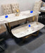 Sorrento Oval Sintered Stone Dining Table + Victoria Velvet Dining Chairs