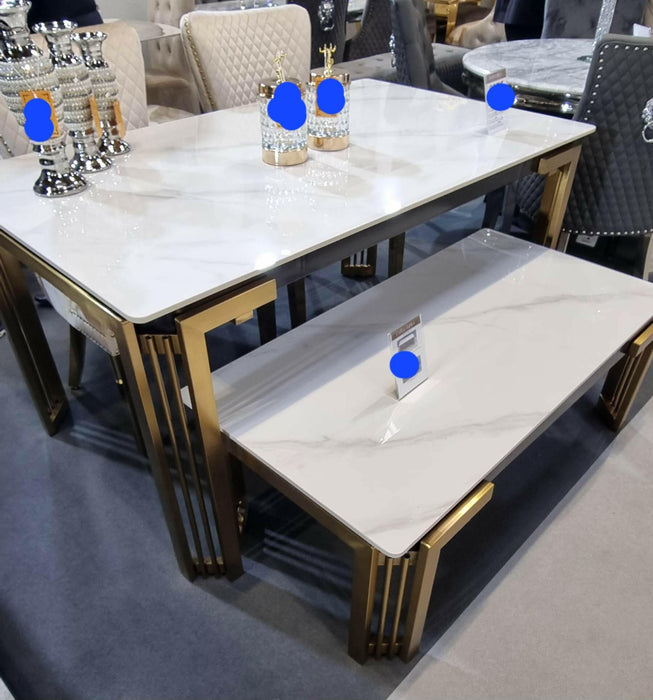 Sorrento Sintered Stone Rectangle Dining Table + Victoria Velvet Dining Chairs