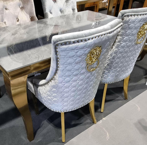Lexi Chair Grey Pewter Velvet & Gold Detailing