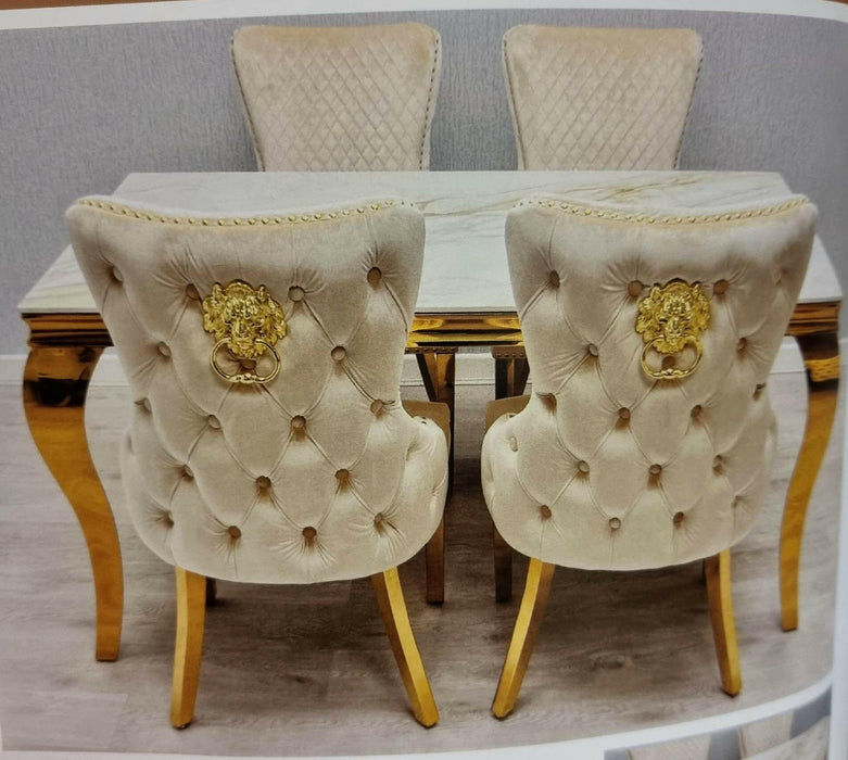 Sofia Cream & Gold Ceramic Table + Victoria Dining Chairs
