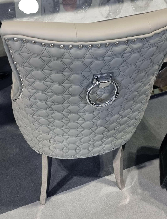 Lexi Dining Chair Grey Pu Leather & Chrome Detailing