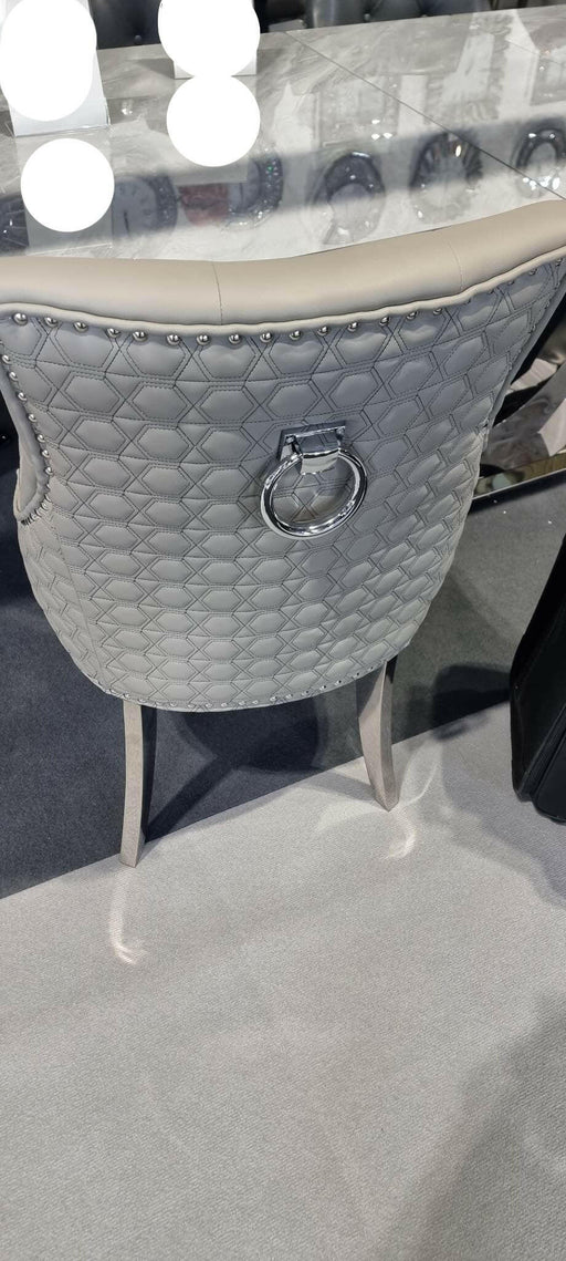 Lexi Dining Chair Grey Pu Leather & Chrome Detailing