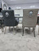 Lexi Chair Grey Leather & Chrome Legs - Lion Knocker