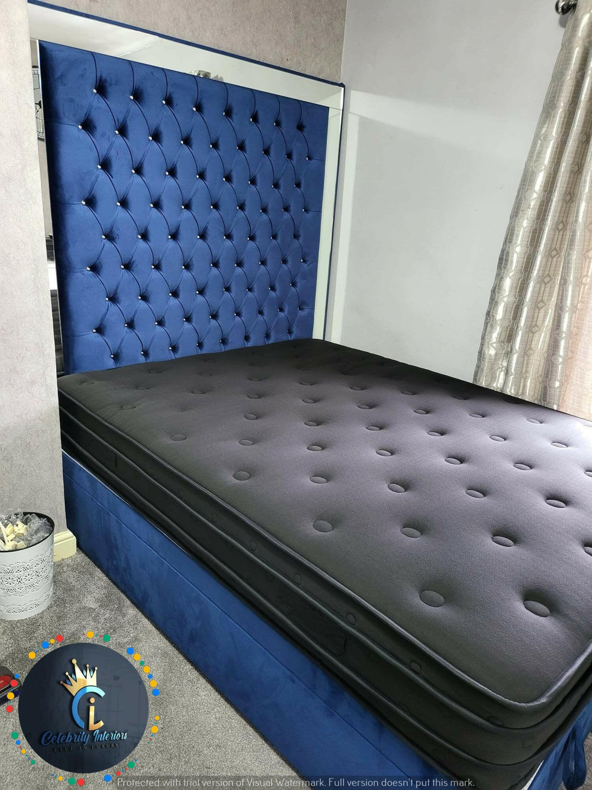 Madrid Mirrored Divan Plush Velvet Bedframe — Celebrity Interiors