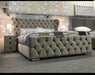 Oxford 4ft Small Double Divan Ottoman Grey Plush Velvet Bed