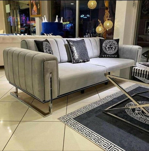 Chrometrimsofa goldtrimsofa velvetsofa dubaisofacollection plushvelvetsofas luxurysofa uniquesofas furniture sofas sofa cornersofa 3+2sofa homedecor design interiordesign livingroom home furnituredesigns love bespoke bespokesofas