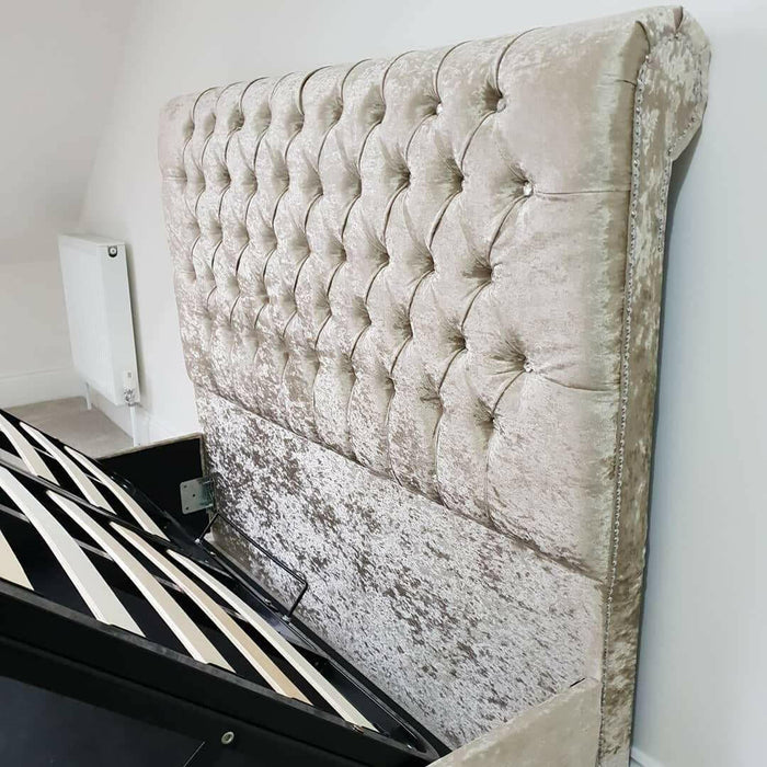 Sleigh Ottoman Chesterfield Crushed Velvet Bedframe