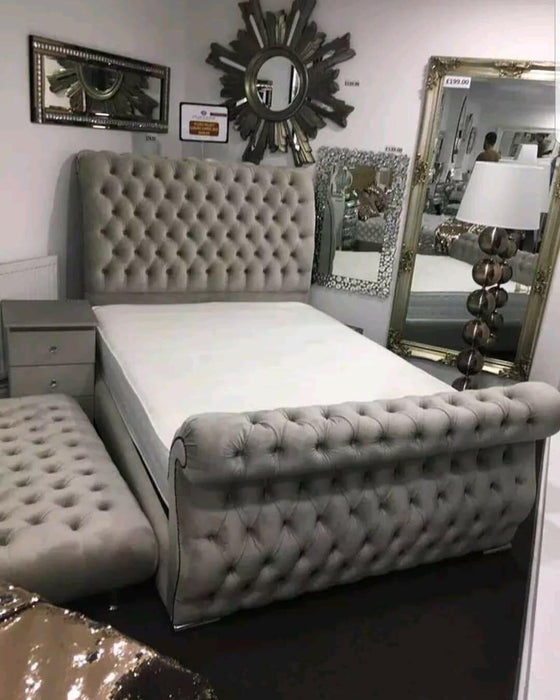 Swan Chesterfield Crushed Velvet Bedframe