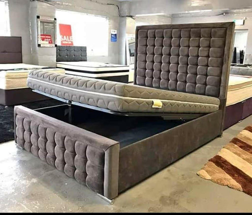 Milano Storage Ottoman Bed in plush velvet bed
