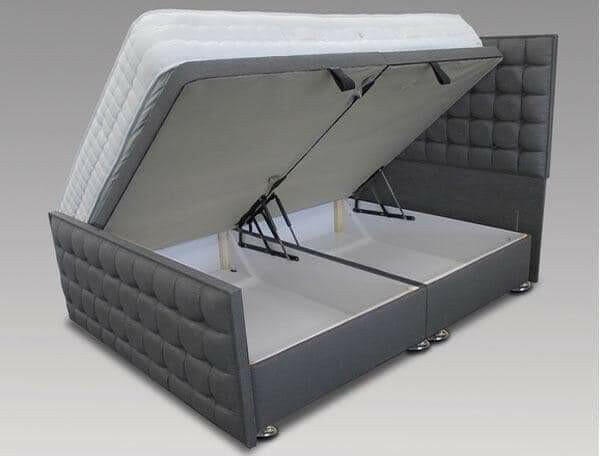 CUBED DIVAN OTTOMAN GAS LIFT BED IN PLUSH VELVET