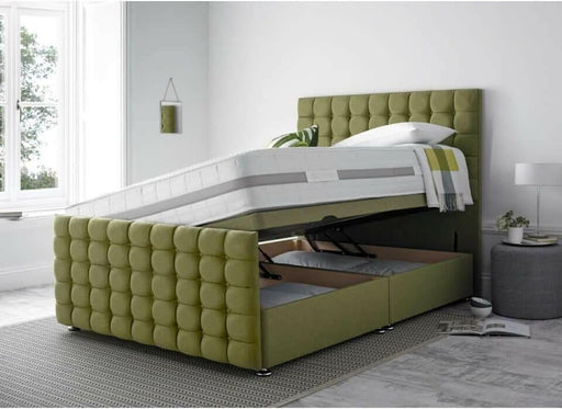 CUBED DIVAN OTTOMAN GAS LIFT BED IN PLUSH VELVET