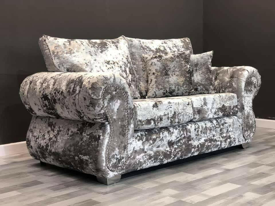 Crushed velvet 2 seater clearance sofa