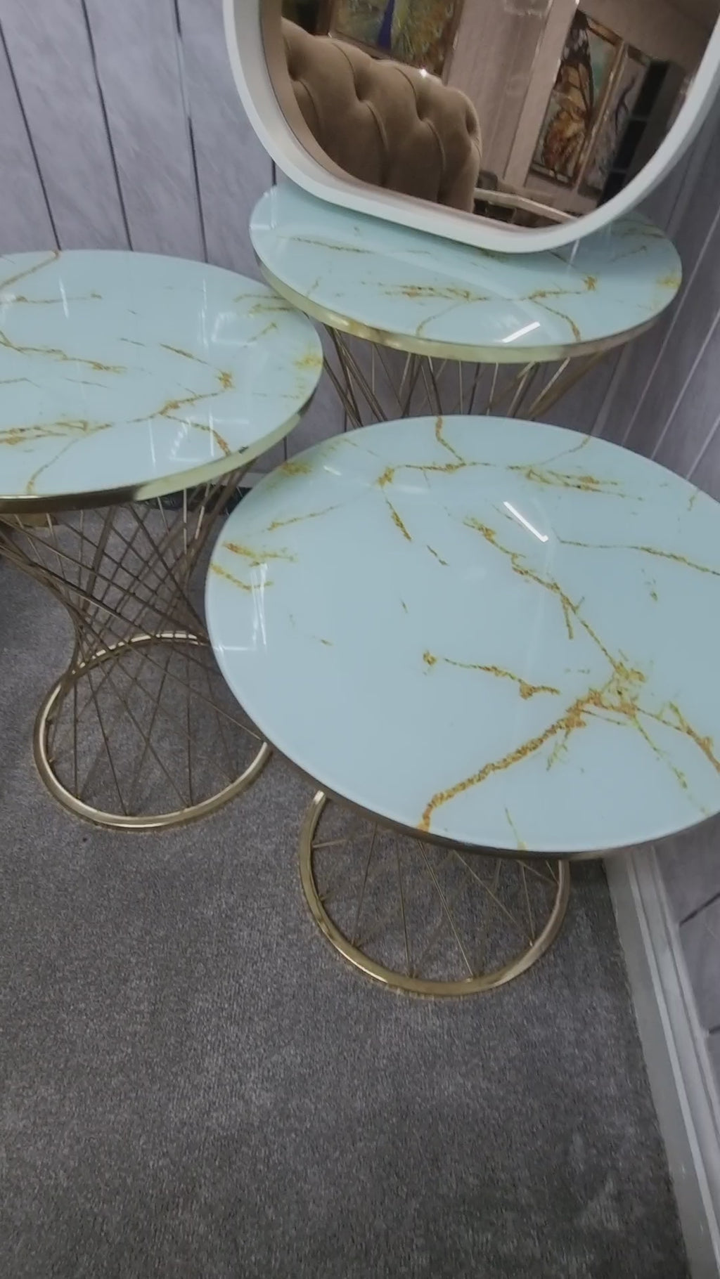 CLEMONT NEST OF TABLES 3+1 - CREAM AND GOLD