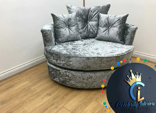 CRUSHED VELVET SWIVEL CHAIR CUDDLE Celebrity Interiors