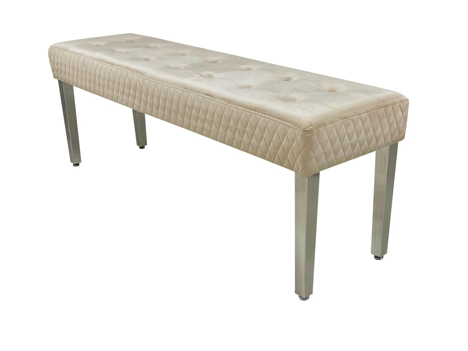 Majestic dining table bench - chrome legs