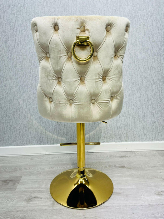 Gold metal store stool