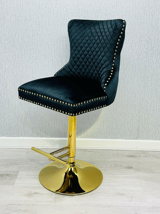 Victoria Gold Detailing Knocker back Barstools Celebrity Interiors